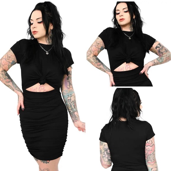 Foxblood black goth alt Valerie tee shirt dress - Picture 2 of 8